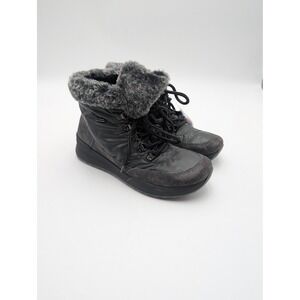 Romika Snow Boots Womens Size 6.5 Gray TopDryTex Ankle Faux Fur Wedge Waterproof